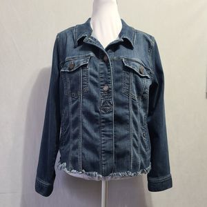 Liverpool Los Angeles Distressed Denim Jacket Women's Size Large Blue